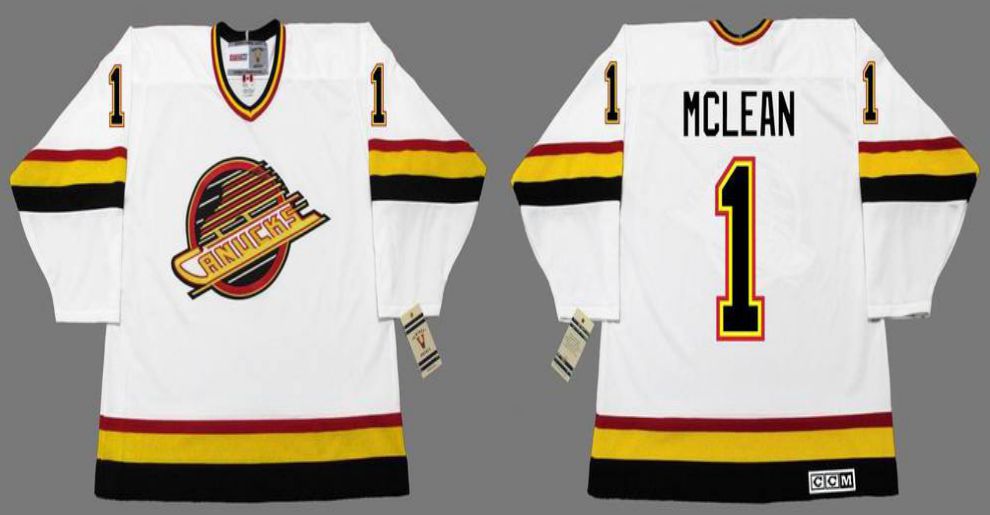 2019 Men Vancouver Canucks #1 Mclean White CCM NHL jerseys->vancouver canucks->NHL Jersey